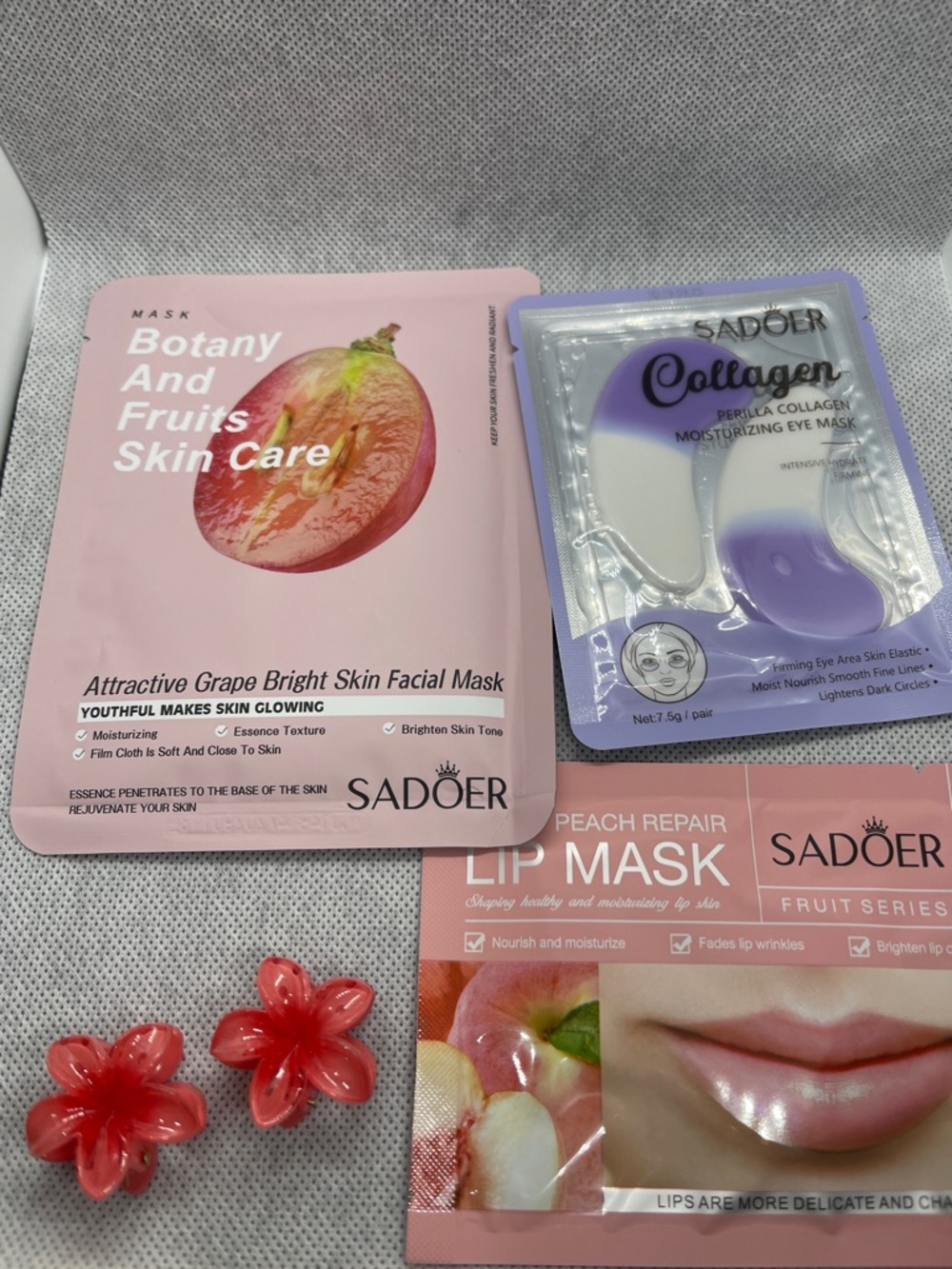 Peach Repair Lip Mask & Collagen Eye Mask Set - Pink & Purple